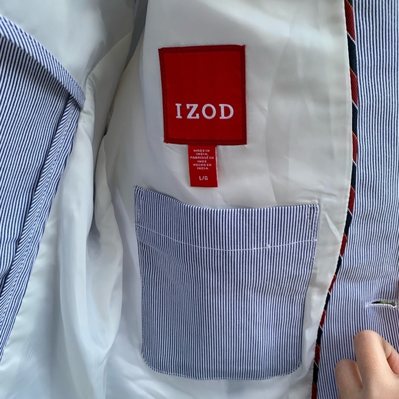 Izod navy and white striped sports jacket - Picture 6 of 7